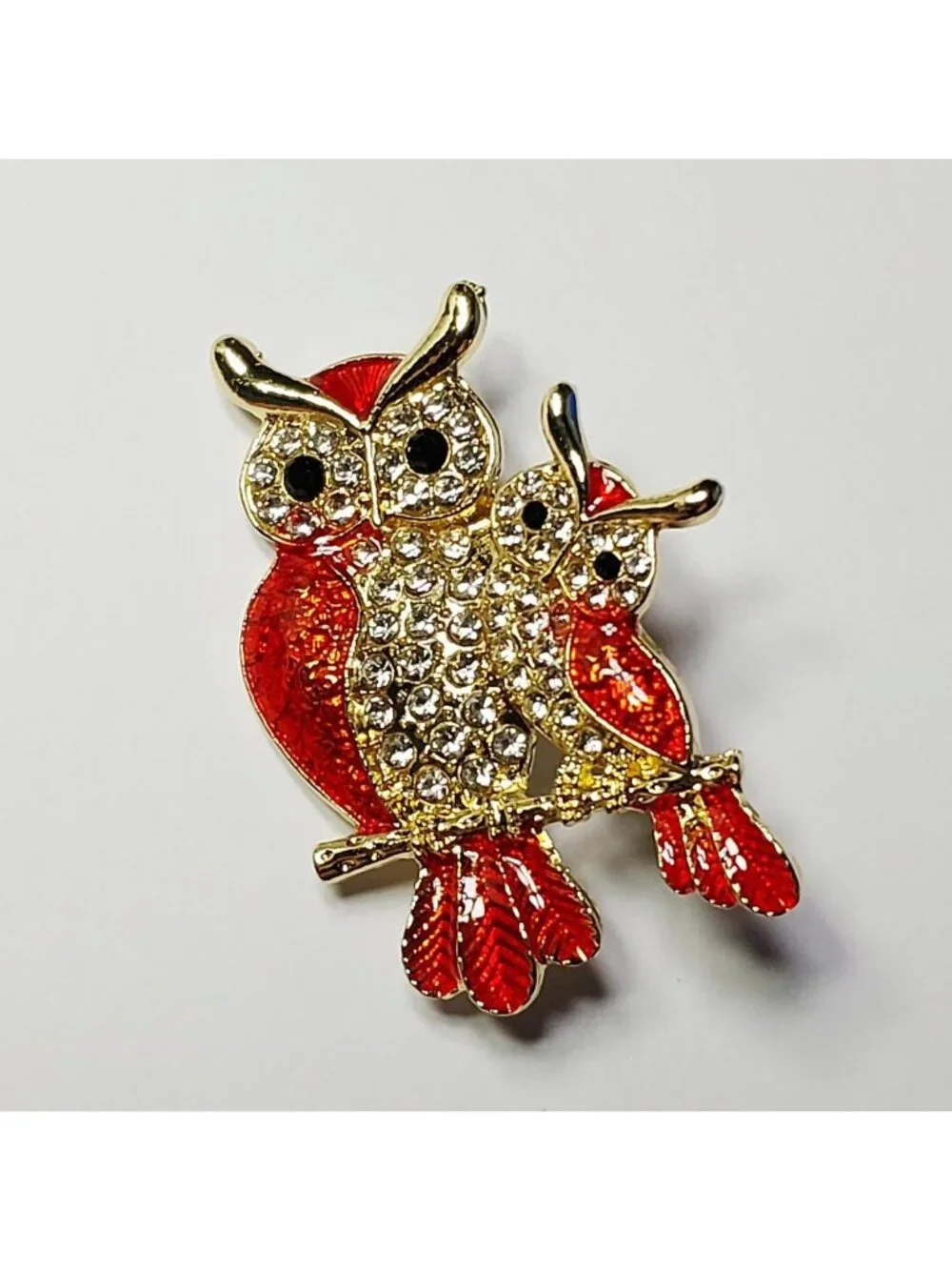Red And Gold Owl Brooch
